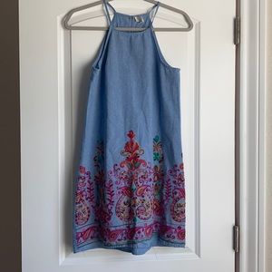 Chambray Embroidered Dress